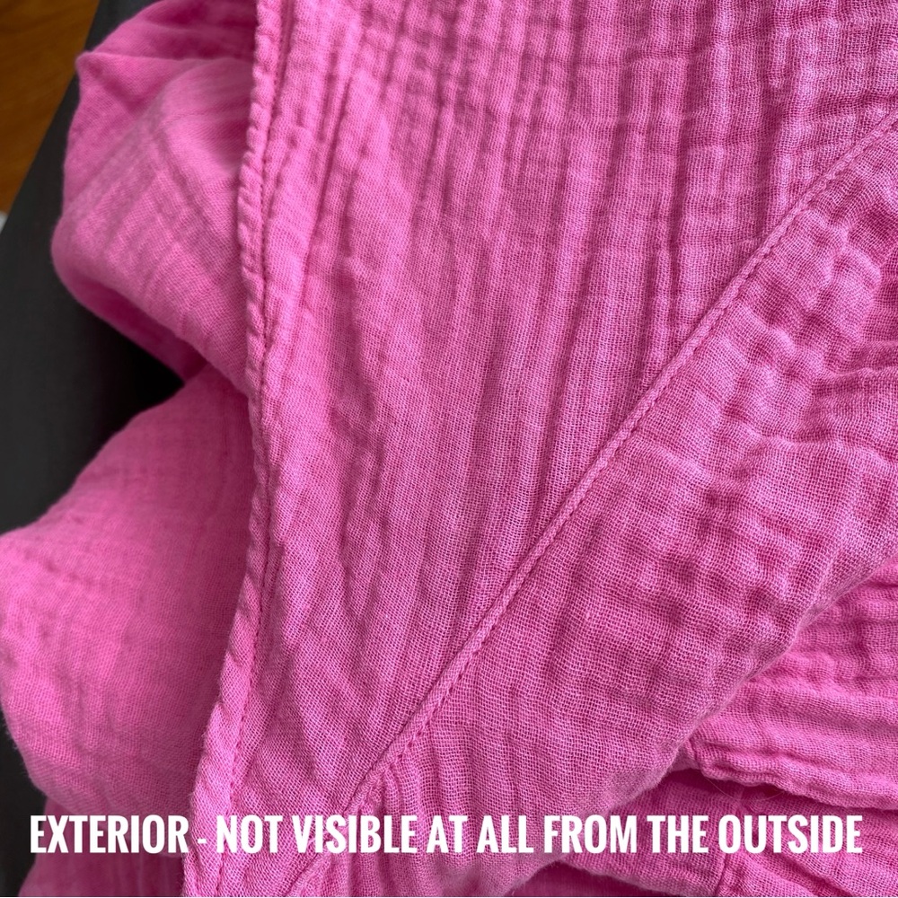 XÍRENA Pink Jude Cotton Gauze Flutter Short Sleeve Button Up Belted Mini Dress - Picture 8 of 10